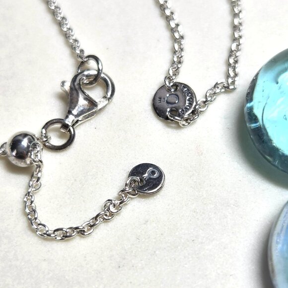 Authentic Pandora Sterling Silver Heart Knot Necklace Adjustable Length 24 In CZ - Picture 6 of 7